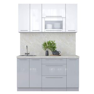 ГОТОВАЯ КУХНЯ ПЛАСТИК 1,5В (БЕЛЫЙ ГЛЯНЕЦ/ ТУМАННЫЙ ГЛЯНЕЦ)