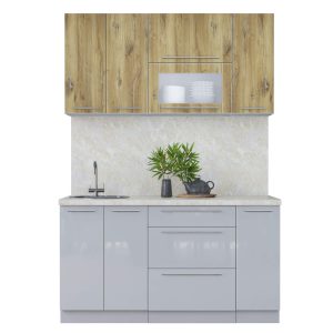 ГОТОВАЯ КУХНЯ ПЛАСТИК 1,5В (ДУБ ЭПОКСИД/ ТУМАННЫЙ ГЛЯНЕЦ)