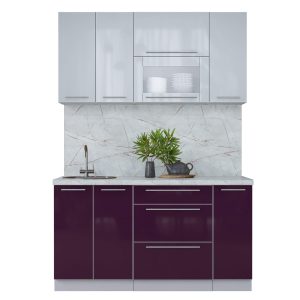 ГОТОВАЯ КУХНЯ ПЛАСТИК 1,5В (ТУМАННЫЙ ГЛЯНЕЦ/ СЛИВА ГЛЯНЕЦ)