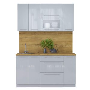 ГОТОВАЯ КУХНЯ ПЛАСТИК 1,5В (ТУМАННЫЙ ГЛЯНЕЦ/ ТУМАННЫЙ ГЛЯНЕЦ)