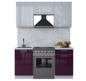 ГОТОВАЯ КУХНЯ ПЛАСТИК 1,6А (ТУМАННЫЙ ГЛЯНЕЦ/ СЛИВА ГЛЯНЕЦ)