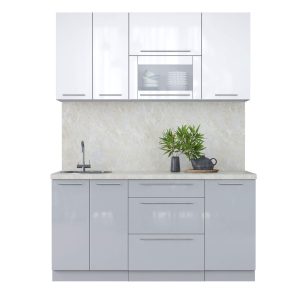 ГОТОВАЯ КУХНЯ ПЛАСТИК 1,6В (БЕЛЫЙ ГЛЯНЕЦ/ ТУМАННЫЙ ГЛЯНЕЦ)