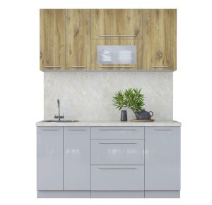 ГОТОВАЯ КУХНЯ ПЛАСТИК 1,6В (ДУБ ЭПОКСИД/ ТУМАННЫЙ ГЛЯНЕЦ)