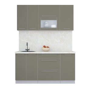 ГОТОВАЯ КУХНЯ ПЛАСТИК 1,6В (КВАРЦЕВЫЙ/ КВАРЦЕВЫЙ)