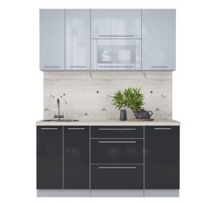 ГОТОВАЯ КУХНЯ ПЛАСТИК 1,6В (ТУМАННЫЙ ГЛЯНЕЦ/ АНТРАЦИТ)