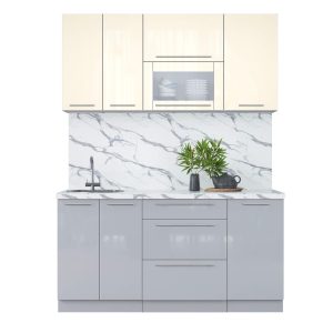 ГОТОВАЯ КУХНЯ ПЛАСТИК 1,6В (ВАНИЛЬ ГЛЯНЕЦ/ ТУМАННЫЙ ГЛЯНЕЦ)