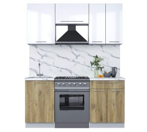 ГОТОВАЯ КУХНЯ ПЛАСТИК 1,7А (БЕЛЫЙ ГЛЯНЕЦ/ ДУБ ЭПОКСИД)