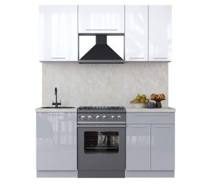 ГОТОВАЯ КУХНЯ ПЛАСТИК 1,7А (БЕЛЫЙ ГЛЯНЕЦ/ ТУМАННЫЙ ГЛЯНЕЦ)