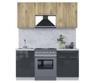 ГОТОВАЯ КУХНЯ ПЛАСТИК 1,7А (ДУБ ЭПОКСИД/ АНТРАЦИТ)