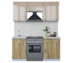 ГОТОВАЯ КУХНЯ ПЛАСТИК 1,7А (КАПУЧИНО ГЛЯНЕЦ/ ДУБ ЭПОКСИД)