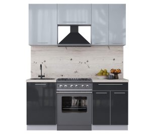 ГОТОВАЯ КУХНЯ ПЛАСТИК 1,7А (ТУМАННЫЙ ГЛЯНЕЦ/ АНТРАЦИТ)