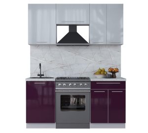 ГОТОВАЯ КУХНЯ ПЛАСТИК 1,7А (ТУМАННЫЙ ГЛЯНЕЦ/ СЛИВА ГЛЯНЕЦ)