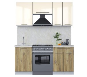 ГОТОВАЯ КУХНЯ ПЛАСТИК 1,7А (ВАНИЛЬ ГЛЯНЕЦ/ ДУБ ЭПОКСИД)