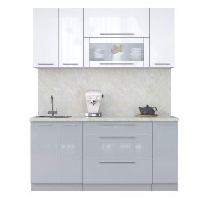 ГОТОВАЯ КУХНЯ ПЛАСТИК 1,7В (БЕЛЫЙ ГЛЯНЕЦ/ ТУМАННЫЙ ГЛЯНЕЦ)