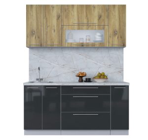 ГОТОВАЯ КУХНЯ ПЛАСТИК 1,7В (ДУБ ЭПОКСИД/ АНТРАЦИТ)