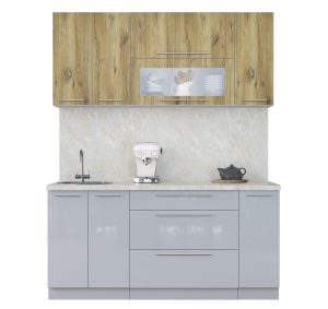 ГОТОВАЯ КУХНЯ ПЛАСТИК 1,7В (ДУБ ЭПОКСИД/ ТУМАННЫЙ ГЛЯНЕЦ)