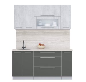 ГОТОВАЯ КУХНЯ ПЛАСТИК 1,7В (ОКСИД СВЕТЛЫЙ/ ШТОРМ)