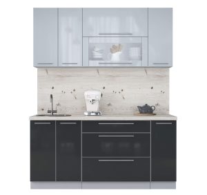 ГОТОВАЯ КУХНЯ ПЛАСТИК 1,7В (ТУМАННЫЙ ГЛЯНЕЦ/ АНТРАЦИТ)