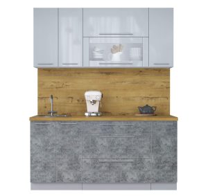 ГОТОВАЯ КУХНЯ ПЛАСТИК 1,7В (ТУМАННЫЙ ГЛЯНЕЦ/ МРАМОР)