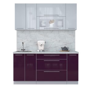 ГОТОВАЯ КУХНЯ ПЛАСТИК 1,7В (ТУМАННЫЙ ГЛЯНЕЦ/ СЛИВА ГЛЯНЕЦ)