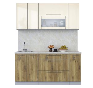 ГОТОВАЯ КУХНЯ ПЛАСТИК 1,7В (ВАНИЛЬ ГЛЯНЕЦ/ ДУБ ЭПОКСИД)