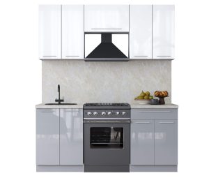 ГОТОВАЯ КУХНЯ ПЛАСТИК 1,8А (БЕЛЫЙ ГЛЯНЕЦ/ ТУМАННЫЙ ГЛЯНЕЦ)