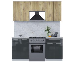 ГОТОВАЯ КУХНЯ ПЛАСТИК 1,8А (ДУБ ЭПОКСИД/ АНТРАЦИТ)