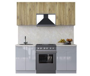 ГОТОВАЯ КУХНЯ ПЛАСТИК 1,8А (ДУБ ЭПОКСИД/ ТУМАННЫЙ ГЛЯНЕЦ)