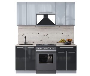 ГОТОВАЯ КУХНЯ ПЛАСТИК 1,8А (ТУМАННЫЙ ГЛЯНЕЦ/ АНТРАЦИТ)