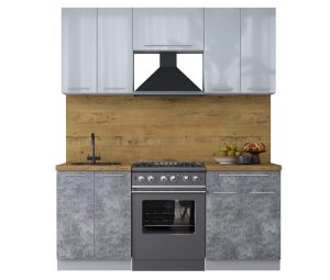 ГОТОВАЯ КУХНЯ ПЛАСТИК 1,8А (ТУМАННЫЙ ГЛЯНЕЦ/ МРАМОР)