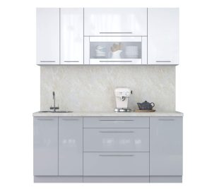 ГОТОВАЯ КУХНЯ ПЛАСТИК 1,8В (БЕЛЫЙ ГЛЯНЕЦ/ ТУМАННЫЙ ГЛЯНЕЦ)