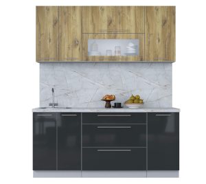 ГОТОВАЯ КУХНЯ ПЛАСТИК 1,8В (ДУБ ЭПОКСИД/ АНТРАЦИТ)