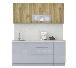 ГОТОВАЯ КУХНЯ ПЛАСТИК 1,8В (ДУБ ЭПОКСИД/ ТУМАННЫЙ ГЛЯНЕЦ)