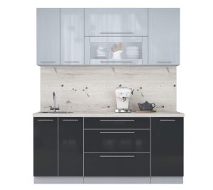 ГОТОВАЯ КУХНЯ ПЛАСТИК 1,8В (ТУМАННЫЙ ГЛЯНЕЦ/ АНТРАЦИТ)