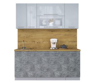 ГОТОВАЯ КУХНЯ ПЛАСТИК 1,8В (ТУМАННЫЙ ГЛЯНЕЦ/ МРАМОР)