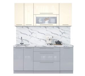 ГОТОВАЯ КУХНЯ ПЛАСТИК 1,8В (ВАНИЛЬ ГЛЯНЕЦ/ ТУМАННЫЙ ГЛЯНЕЦ)