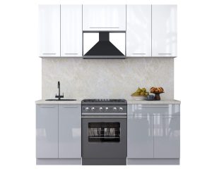 ГОТОВАЯ КУХНЯ ПЛАСТИК 1,9А (БЕЛЫЙ ГЛЯНЕЦ/ ТУМАННЫЙ ГЛЯНЕЦ)