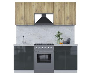 ГОТОВАЯ КУХНЯ ПЛАСТИК 1,9А (ДУБ ЭПОКСИД/ АНТРАЦИТ)