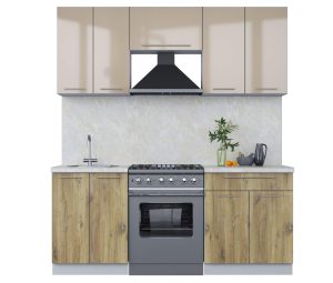 ГОТОВАЯ КУХНЯ ПЛАСТИК 1,9А (КАПУЧИНО ГЛЯНЕЦ/ ДУБ ЭПОКСИД)