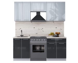 ГОТОВАЯ КУХНЯ ПЛАСТИК 1,9А (ТУМАННЫЙ ГЛЯНЕЦ/ АНТРАЦИТ)