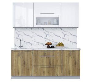 ГОТОВАЯ КУХНЯ ПЛАСТИК 1,9В (БЕЛЫЙ ГЛЯНЕЦ/ ДУБ ЭПОКСИД)