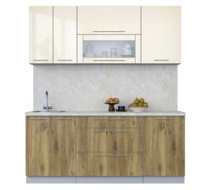 ГОТОВАЯ КУХНЯ ПЛАСТИК 1,9В (ВАНИЛЬ ГЛЯНЕЦ/ ДУБ ЭПОКСИД)