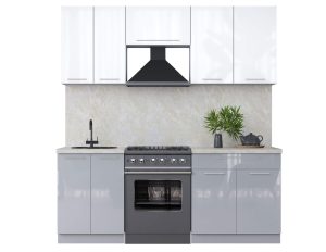 ГОТОВАЯ КУХНЯ ПЛАСТИК 2,0А (БЕЛЫЙ ГЛЯНЕЦ/ ТУМАННЫЙ ГЛЯНЕЦ)