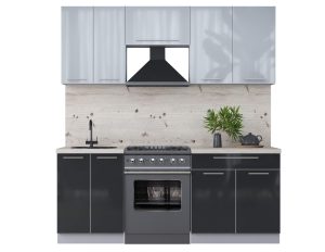 ГОТОВАЯ КУХНЯ ПЛАСТИК 2,0А (ТУМАННЫЙ ГЛЯНЕЦ/ АНТРАЦИТ)