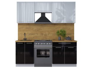 ГОТОВАЯ КУХНЯ ПЛАСТИК 2,0А (ТУМАННЫЙ ГЛЯНЕЦ/ ЧЕРНЫЙ ГЛЯНЕЦ)