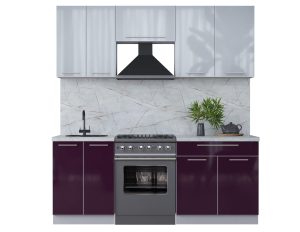 ГОТОВАЯ КУХНЯ ПЛАСТИК 2,0А (ТУМАННЫЙ ГЛЯНЕЦ/ СЛИВА ГЛЯНЕЦ)