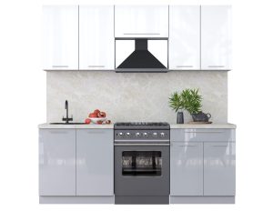 ГОТОВАЯ КУХНЯ ПЛАСТИК 2,1А (БЕЛЫЙ ГЛЯНЕЦ/ ТУМАННЫЙ ГЛЯНЕЦ)