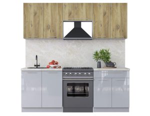 ГОТОВАЯ КУХНЯ ПЛАСТИК 2,1А (ДУБ ЭПОКСИД/ ТУМАННЫЙ ГЛЯНЕЦ)