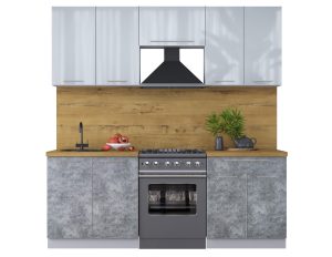 ГОТОВАЯ КУХНЯ ПЛАСТИК 2,1А (ТУМАННЫЙ ГЛЯНЕЦ/ МРАМОР)