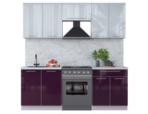 ГОТОВАЯ КУХНЯ ПЛАСТИК 2,1А (ТУМАННЫЙ ГЛЯНЕЦ/ СЛИВА ГЛЯНЕЦ)